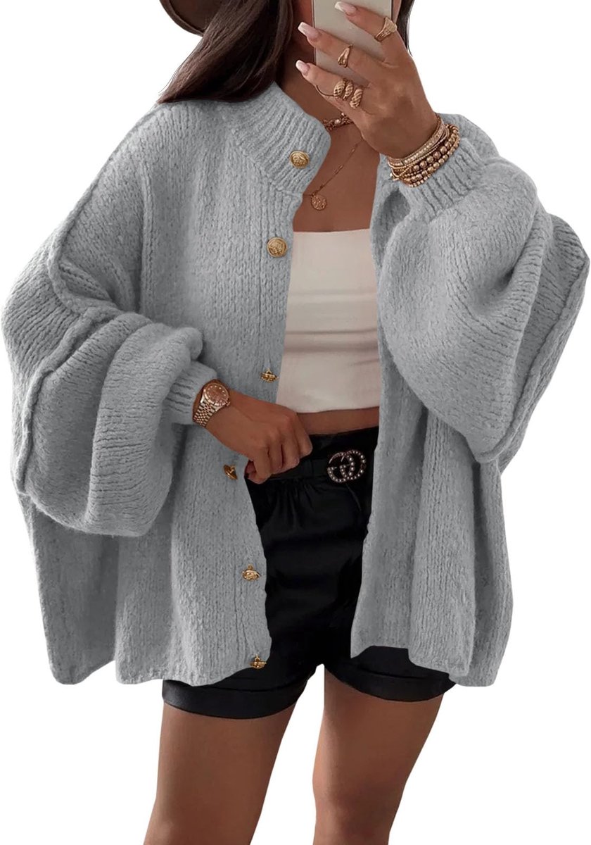 Dailygoods- Gebreid Vest - Oversized Pasvorm - Lange Mouwen - Casual Boyfriend-Stijl - Open Sluiting - Warm en Comfortabel - Cardigan