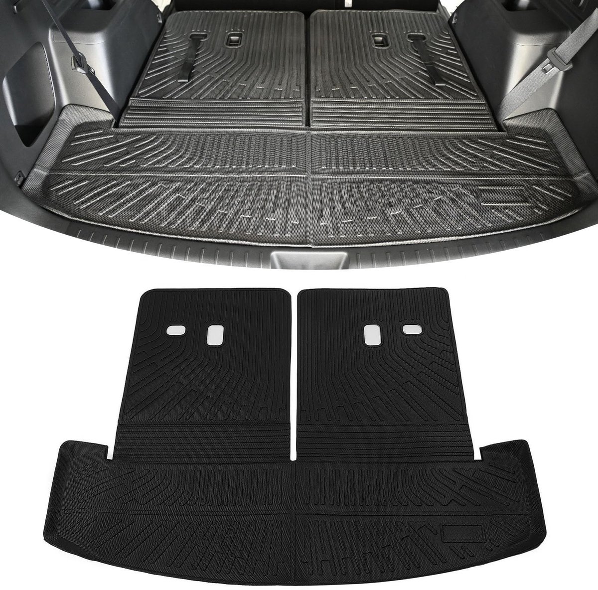 Dailygoods- Vrachtmat TPE - Trunk Liner - Achterbank Bescherming - Santa Fe 2024/2025 - Antislip Oppervlak - Duurzaam Materiaal - Bagagebescherming