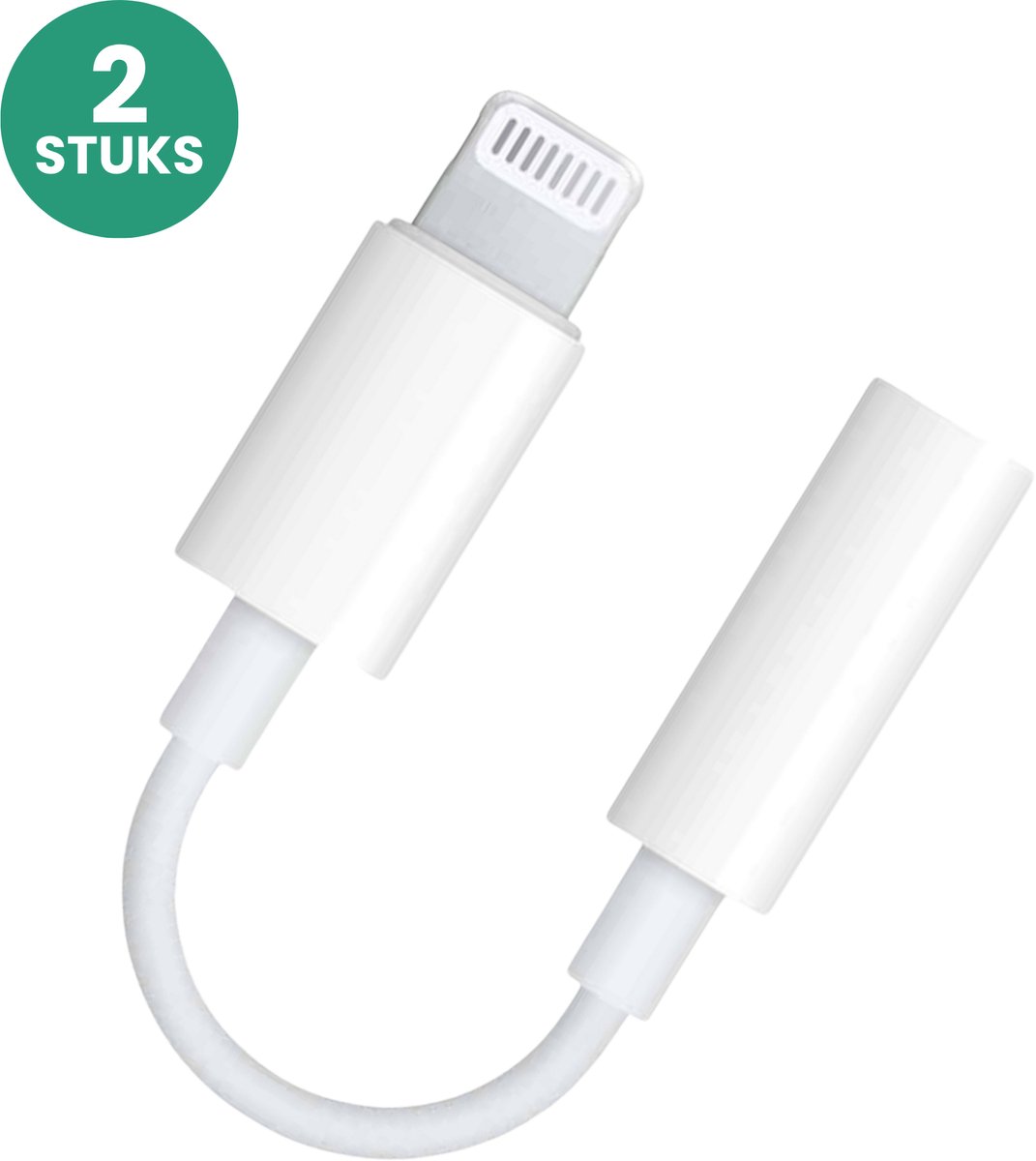 2x JUALL Lightning naar Jack geschikt voor iPhone - 3.5mm Jack Adapter - Tussenstukje Oortjes - Audio AUX Kabel - Wit