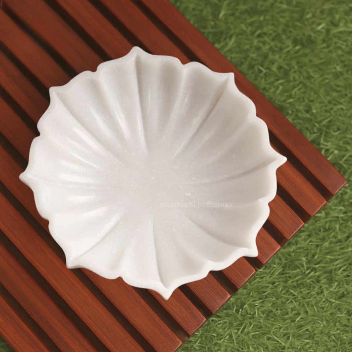 Marmeren Kom - Lotus Schaal - Moderne Decoratie - Handgemaakt Uniek - 9 Inch - Natuursteen