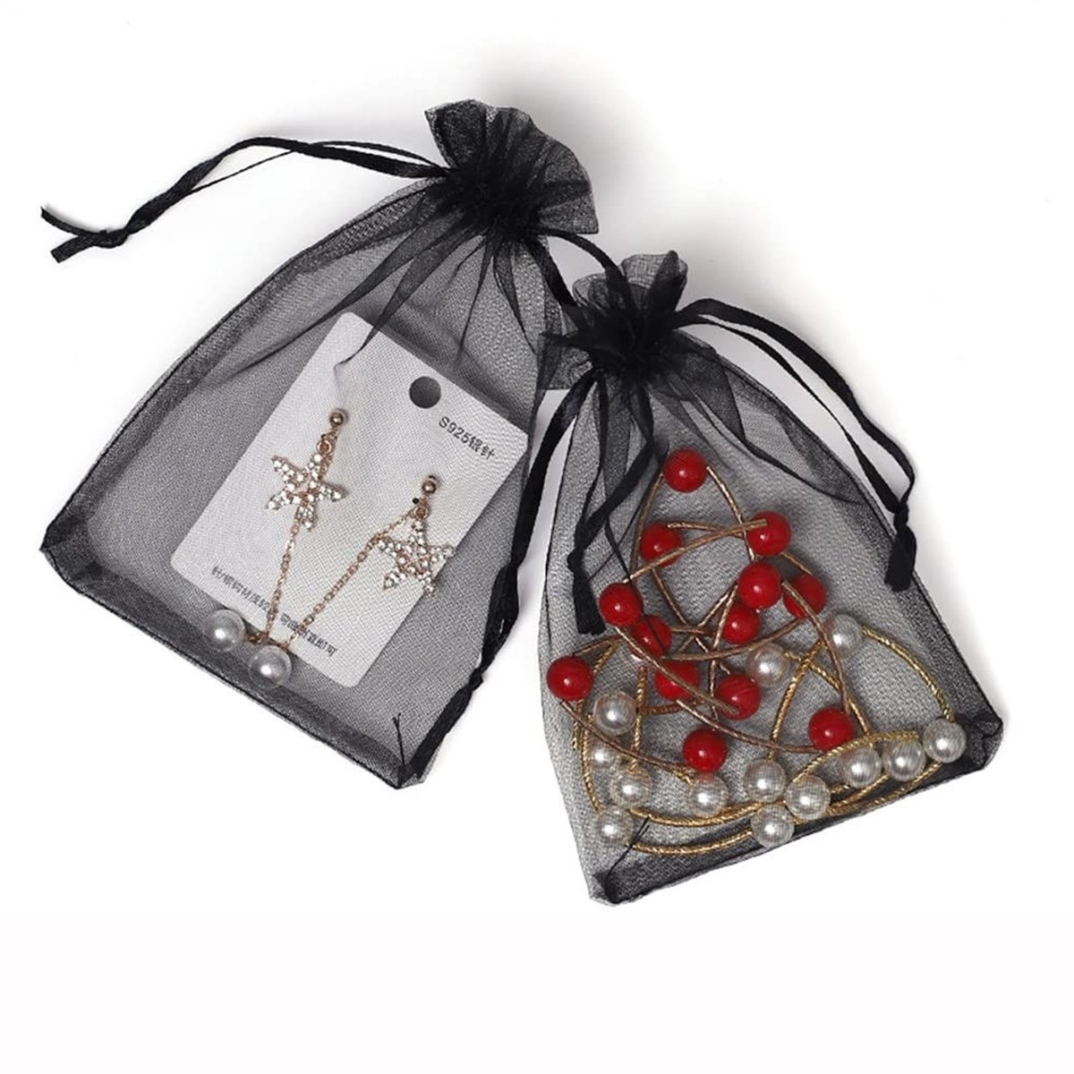 Dailygoods- Organza zakjes 100 stuks - Geschenktas - Trekkoord - Snoepzakjes - Sieradenzakjes - 15 x 20 cm - Diverse kleuren - Geschenkzakjes