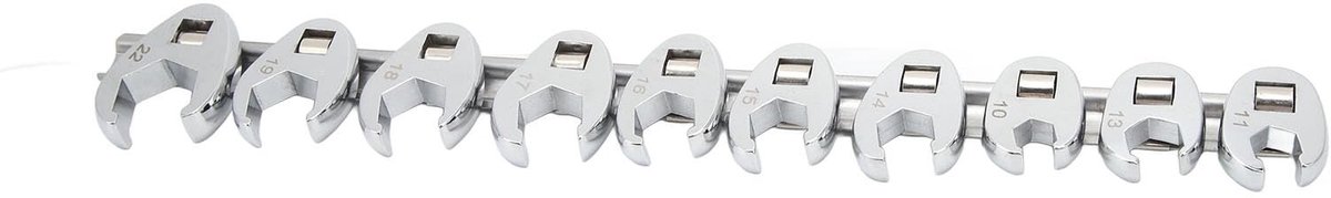 Dailygoods- Voetsleutelset 10 Stuks - Metrische Moersleutels 10 Mm tot 22 Mm - Roestvrij Staal - Duurzaam - Geschikt voor Strakke Ruimtes - Vierkante Kop Ontwerp - Moersleutelset