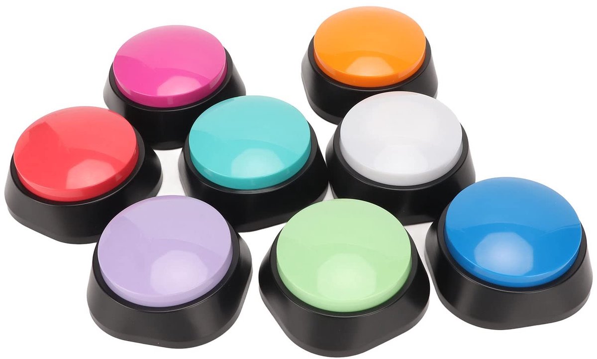 OmGoods - Dailygoody - Dog Training Buttons - 8 Stuks - 30 Seconden Opname - Kleurenset - Duidelijke Communicatie - Geschikt voor Honden - Multi-Kleur