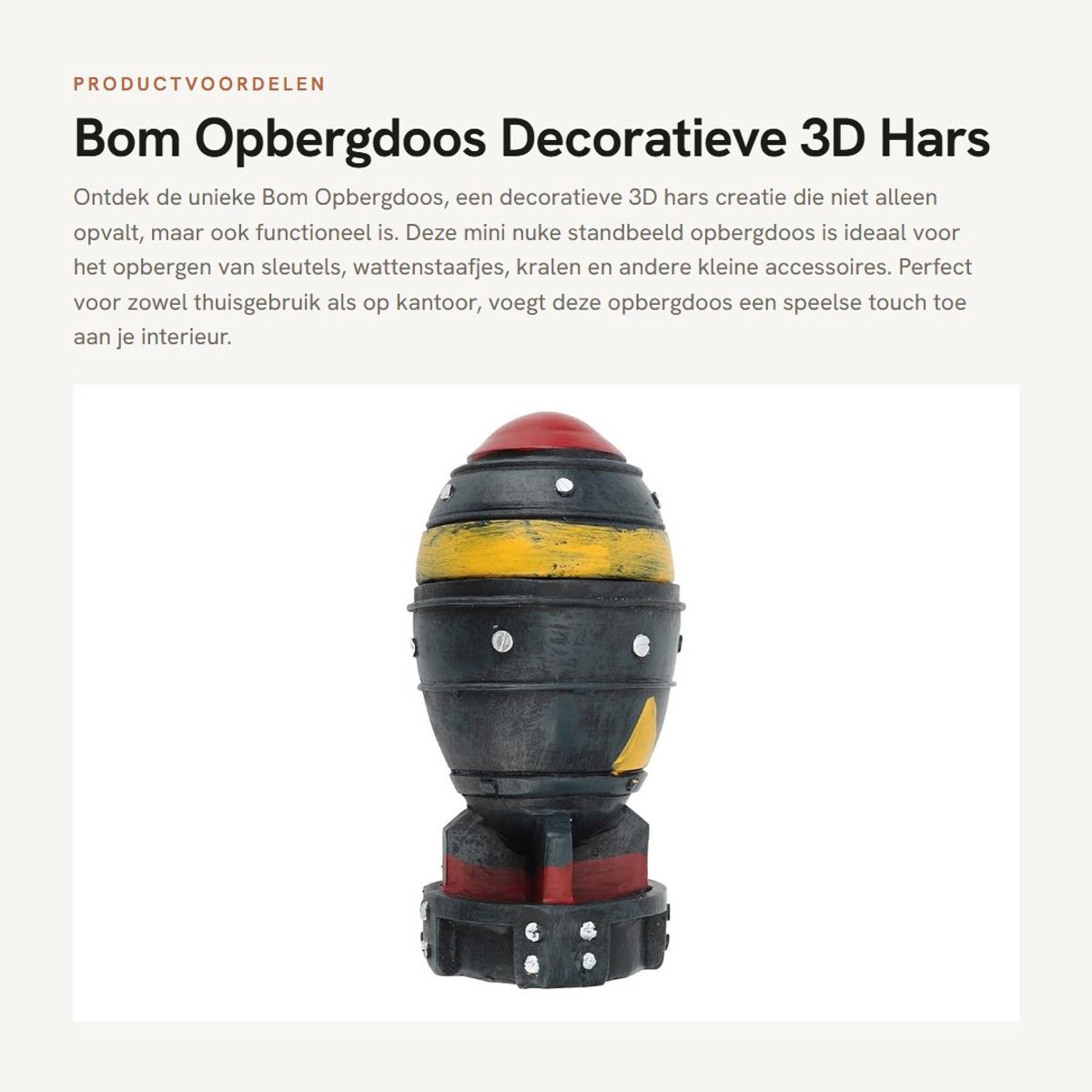 Dailygoods- Opbergdoos Decoratief - 3D Hars Model - Mini Opbergbak - Sleutels/Ornamenten - Wattenstaafjes/Kralen - Ambachtelijk Ontwerp