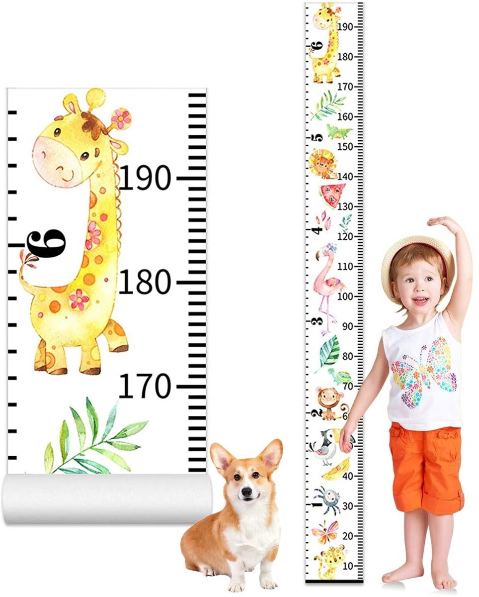 Dailygoods- Groeimeetlat Oprolbaar - Decoratieve Hoogtegroeigrafiek - Wanddecoratie - Duurzaam Canvas - Waterdicht - Meetbereik 10-190 cm - Groeigrafiek