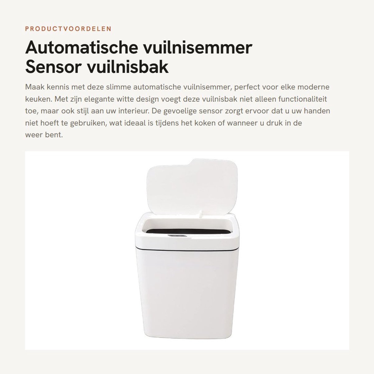 Dailygoods- Vuilnisemmer Automatisch - Sensor - Afdichtingsring - Stijlvol - Hygiënisch - PP-Materiaal - Sensor Vuilnisbak