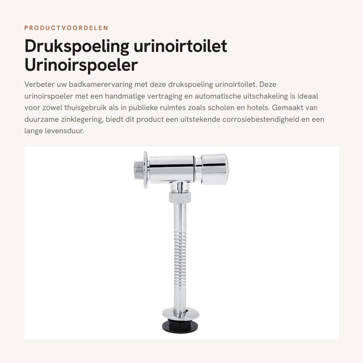 Dailygoods - Drukspoeling urinoirtoilet - Urinoirspoeler - Handmatige vertraging - Chroom - Bidet T Adapter - Geschikt voor badkamer - 20 mm