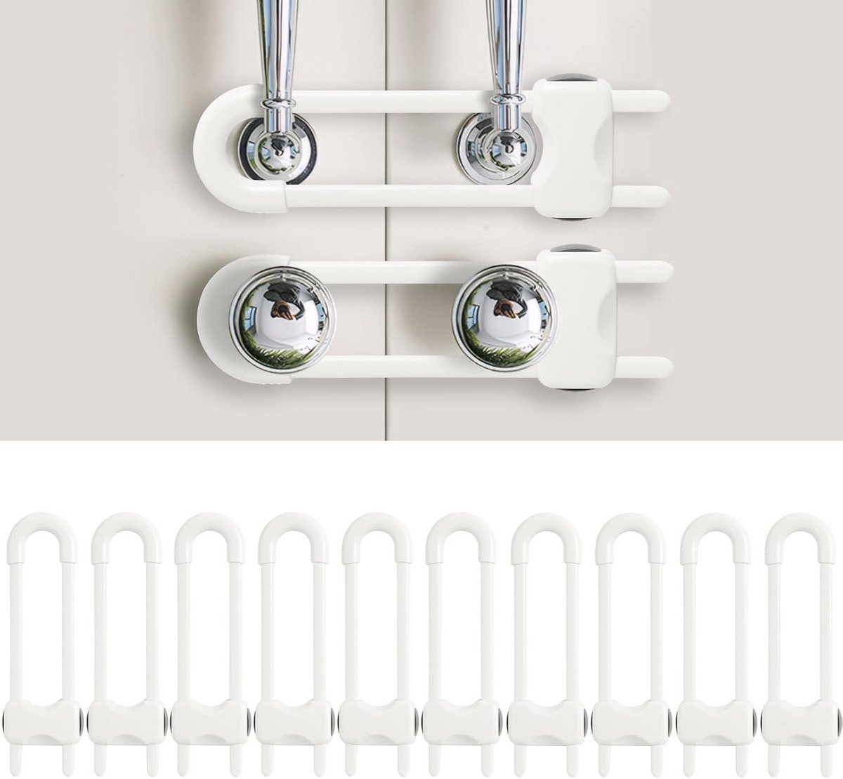 Babykastsloten - Kindersloten - Veiligheid Thuis - Verstelbaar U-design - 10 Stuks - Wit