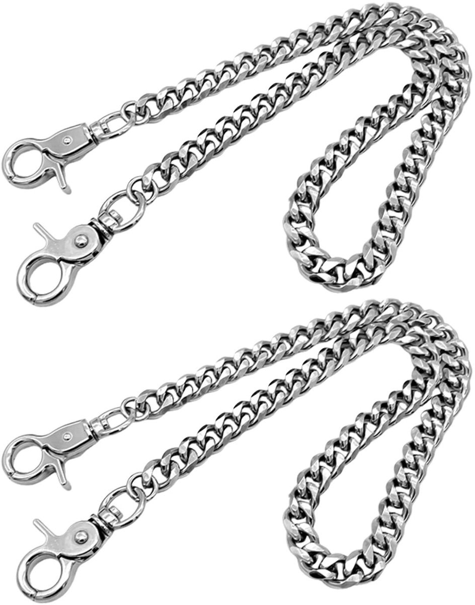 Dailygoods- Slangketen 50 Cm - Roestvrijstalen Sleutelhanger - Portemonnee Ketting - Punkslangketen - Duurzaam Metaal - 2 Stuks