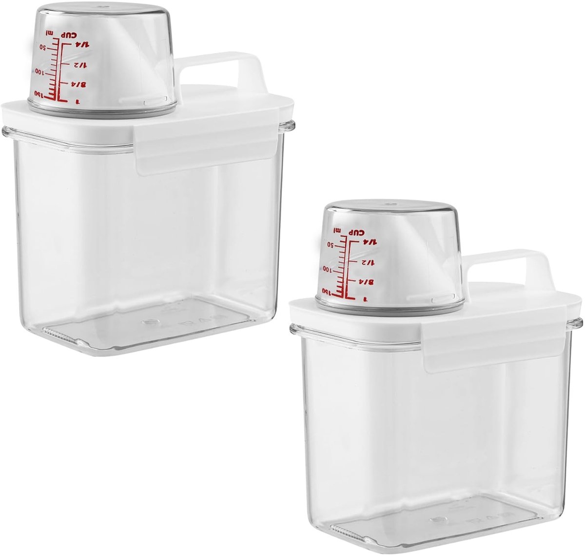 Dailygoods- Wasmiddeldispenser 2 stuks - Opslag Container - Luchtdicht - Kunststof - 1100 ml - Helder - Opslagcontainer