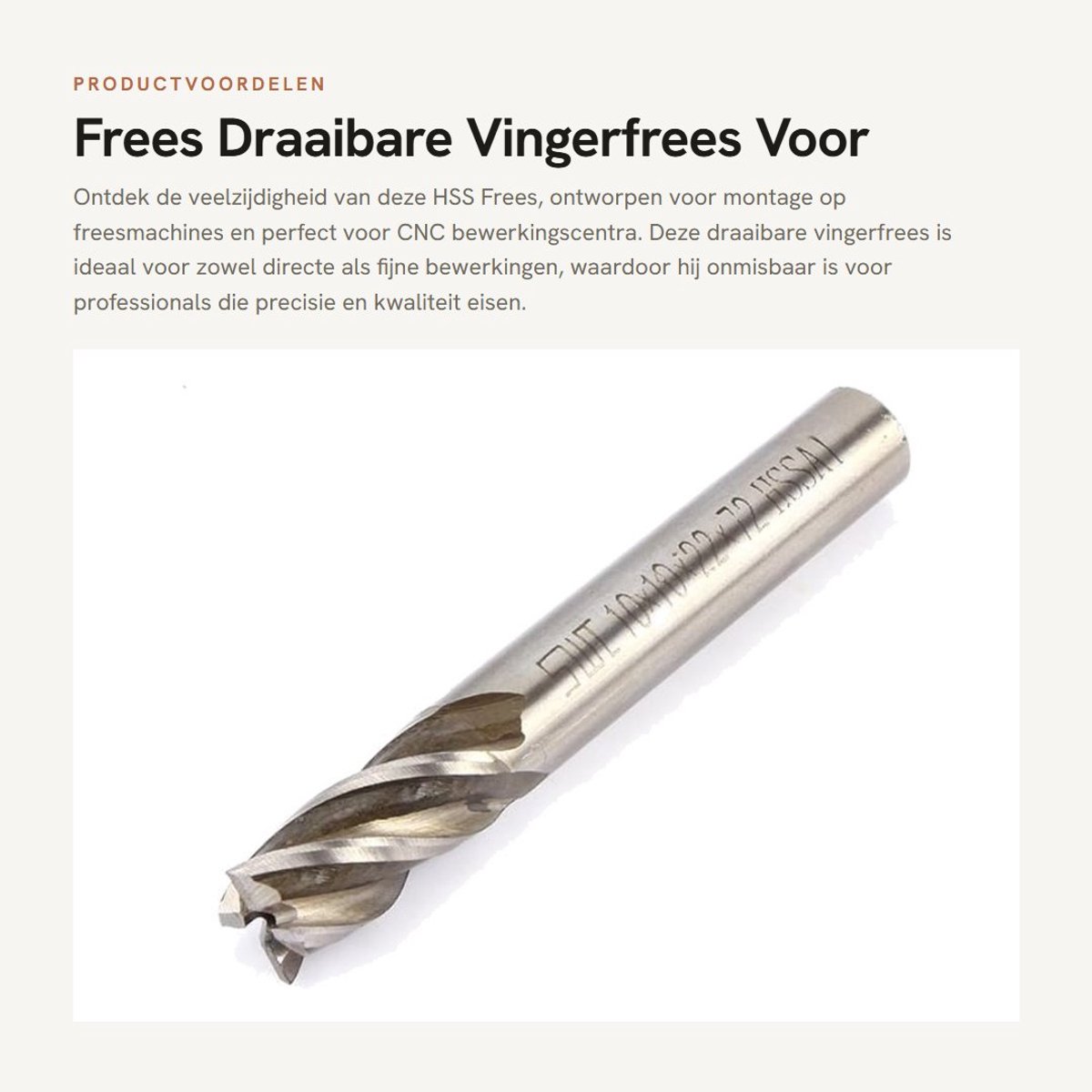 Dailygoods- Vingerfrees HSS - 10mm Snijdiameter - 4 Fluiten - Draaibaar - U-vormig Groefontwerp - Scherp en Duurzaam - Frezen
