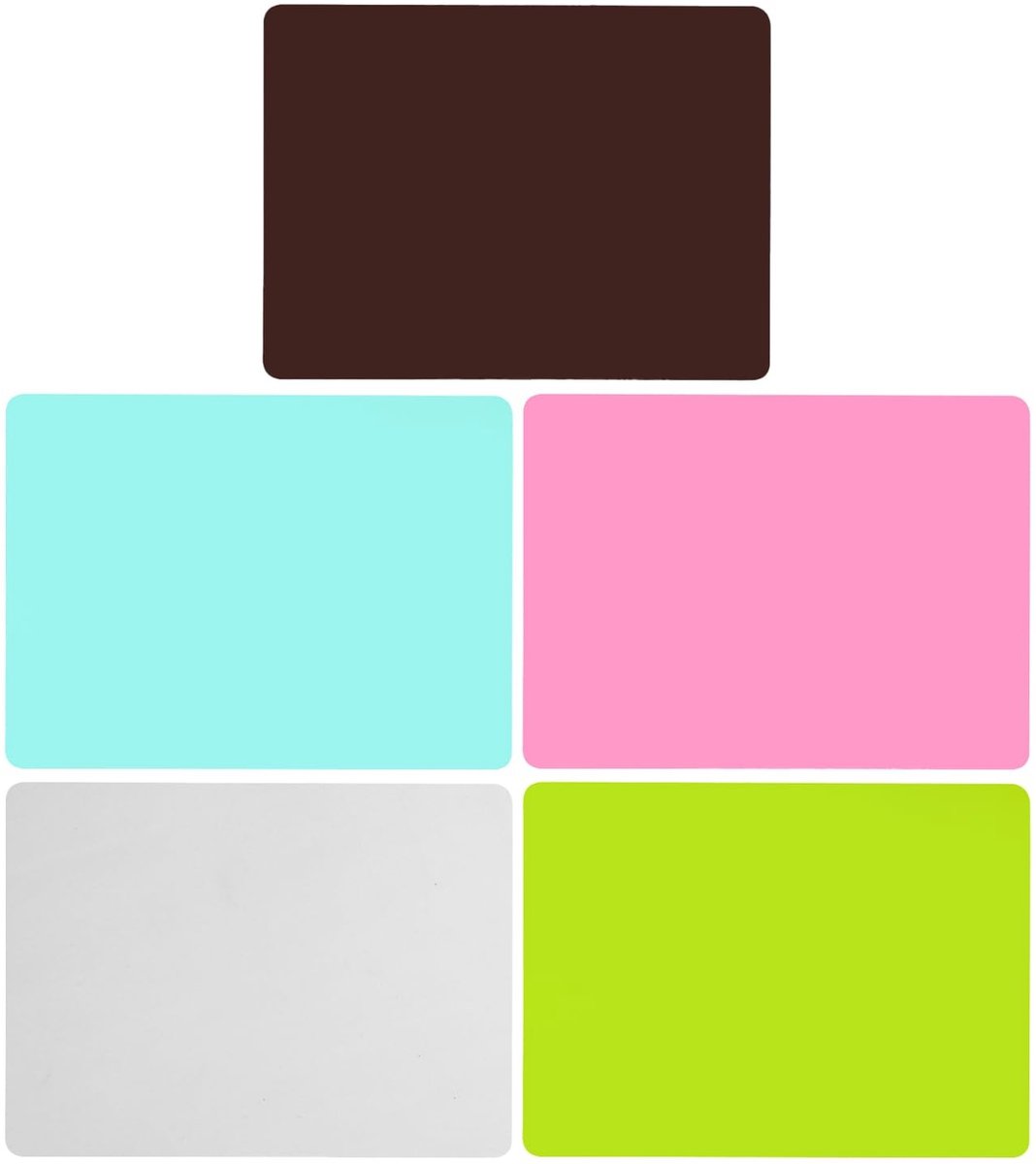 Dailygoods - kleurrijke siliconen matten - knutselmatten - flexibel en duurzaam - 5 stuks - kinderschildermatten - ideaal voor creativiteit - verschil...