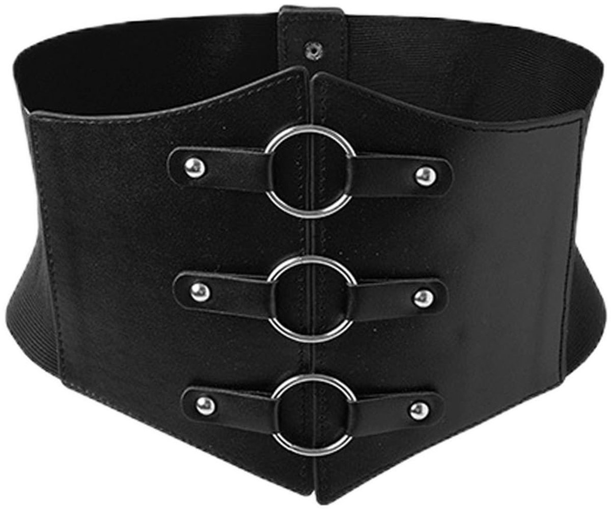 Dailygoods- Kledingriem - Brede Riem - Elastische Tailleband - PU Leer - Zwart - 60-80 cm - Comfortabele Pasvorm
