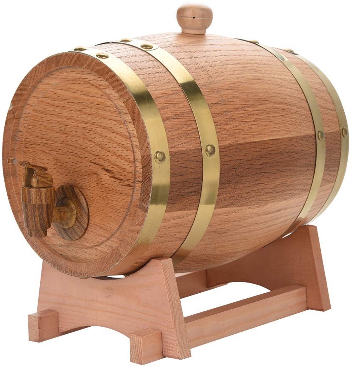 Dailygoods - 3L Eiken Verouderingsvat - Houten Standaard - Vintage Design - Whisky en Tequila - Perfect voor Barthema - Mini Whiskey Vat