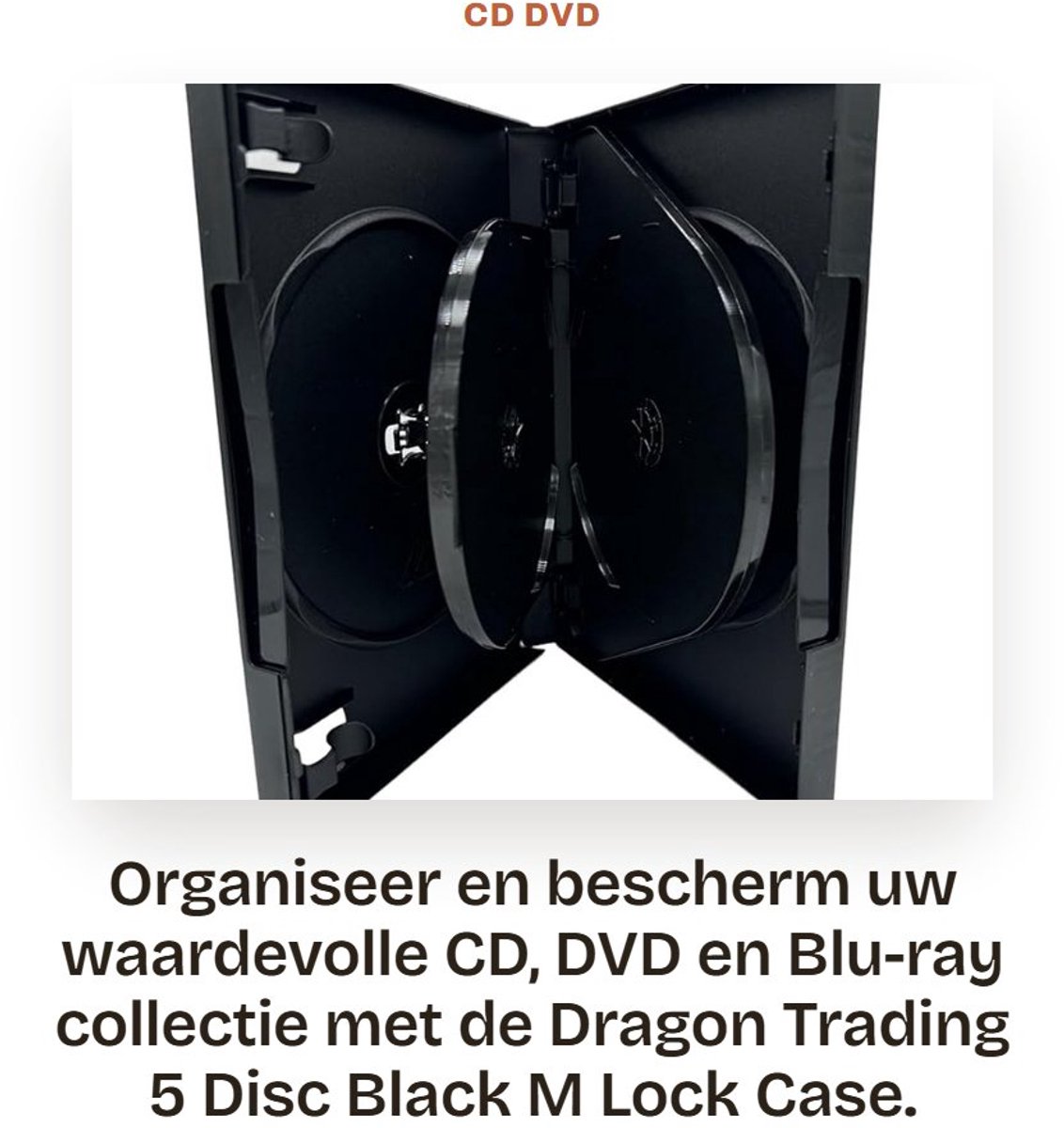 Dailygoods - CD DVD Blu Ray Case - Opbergdoos voor media - Zwart met slot - 5 discs - Boekletclips inbegrepen - Bescherming voor schijven - Geschikt v...