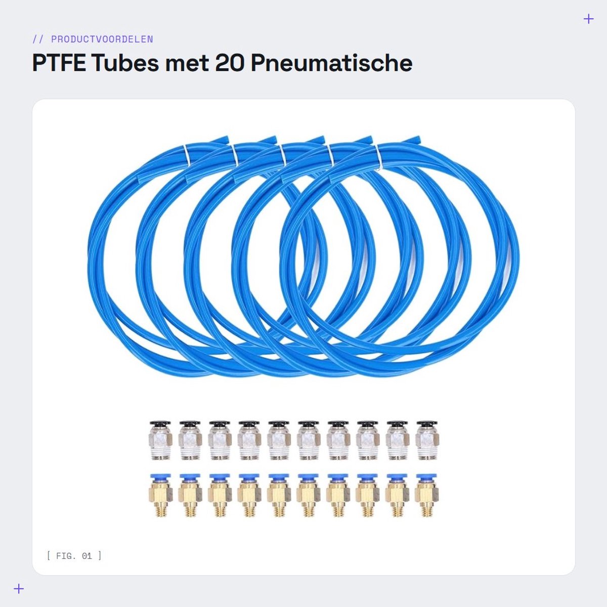 Dailygoods- PTFE Buizen 5 Stuks - 1 Meter - Inclusief 20 Pneumatische Fittingen - Geschikt voor 3D Printer - Roestvrij Staal - Duurzaam