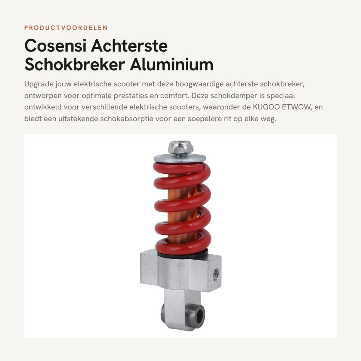 Dailygoods - Achterste Schokbreker - Aluminium Accessoire - Duurzaam en Betrouwbaar - Universele Pasvorm - Comfortabele Rit - Geschikt voor Elektrisch...