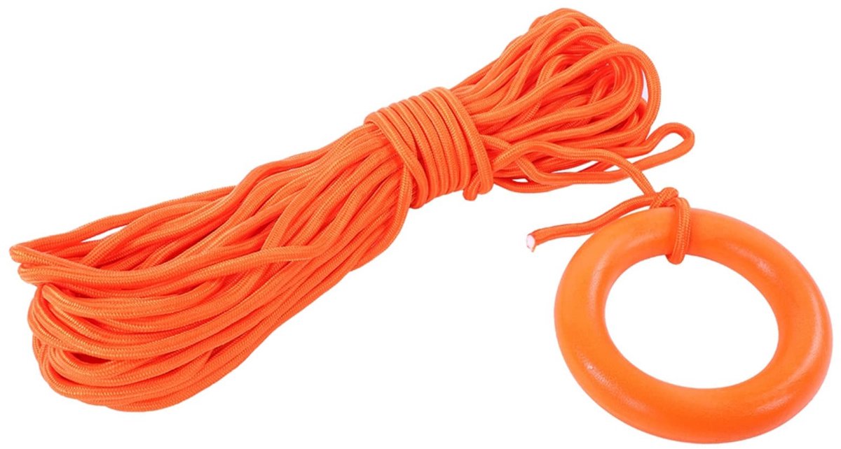 Dailygoods- Reddingslijn 30m - Professioneel Gooi Touw - Drijvende Armband - Oranje - Duiken/Watersport - Hoge Zichtbaarheid - Reddingtouw