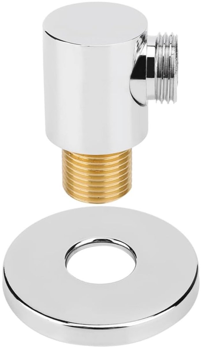 Dailygoods - doucheslangconnector - 1/2" koperen adapter - wandcontactdoos - badkamer aansluiting - elleboog vormgeving