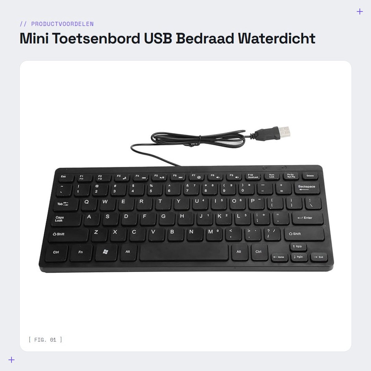 Dailygoods - Mini Toetsenbord - USB Bedraad - Waterdicht - Draagbare Laptop Accessoires - Multimedia Kaypad - Geschikt voor Laptop en Desktop - K1000