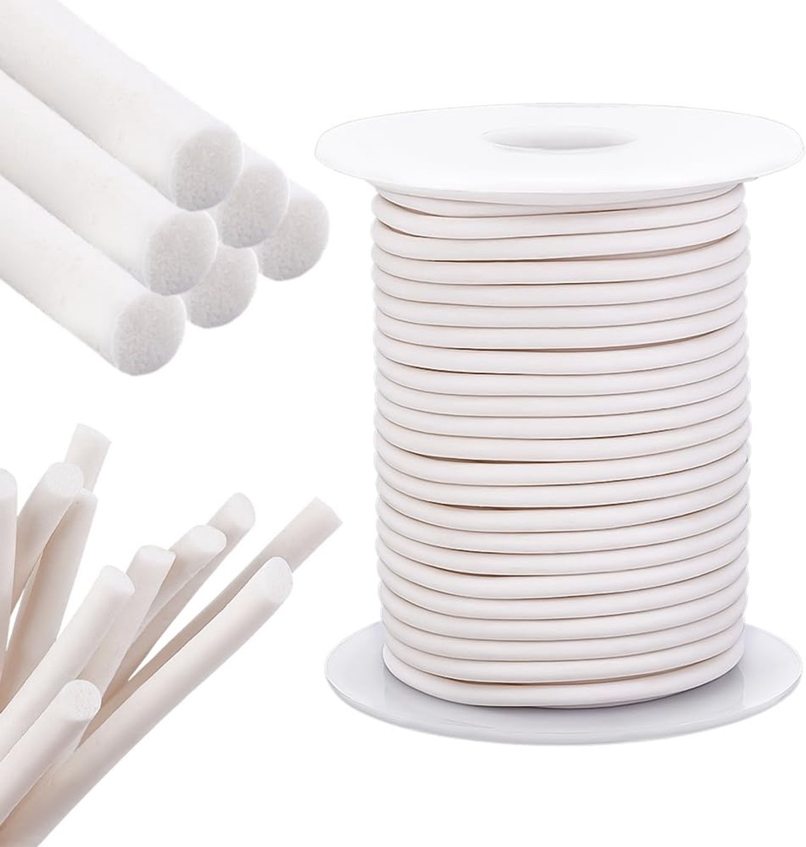 Dailygoods- Vulstrip 15 m - Schuimrubberen Siliconen - 3 mm Diameter - Waterdichte Barrières - Voor Scheuren en Kieren - Inclusief Lege Spoelen - Afdichtstrip