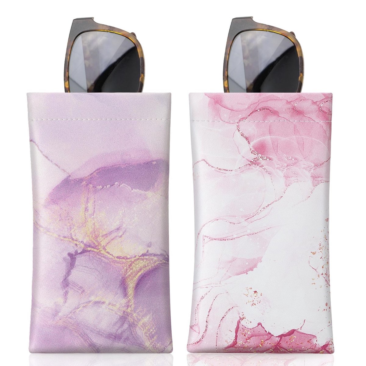 Dailygoods- Zonnebrilhoes - Opvouwbaar PU Hoesje - Antikras Zonnebril Case - Lichtgewicht - Voor Dames/Heren - Inclusief Schoonmaakdoek - Zonnebrilcase