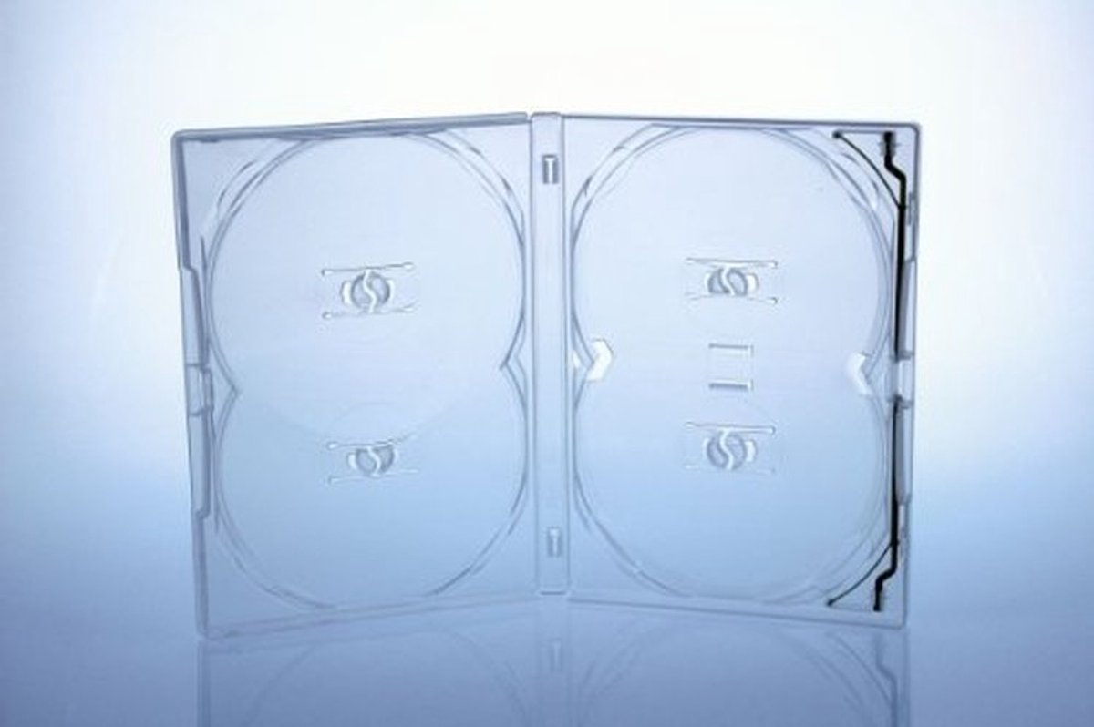 Dailygoods- DVD Case - 4-way Multibox - 5 Stuks - Houdt 4 Schijven - Transparant - 190mm x 135mm x 15mm - Hoogwaardige Kwaliteit
