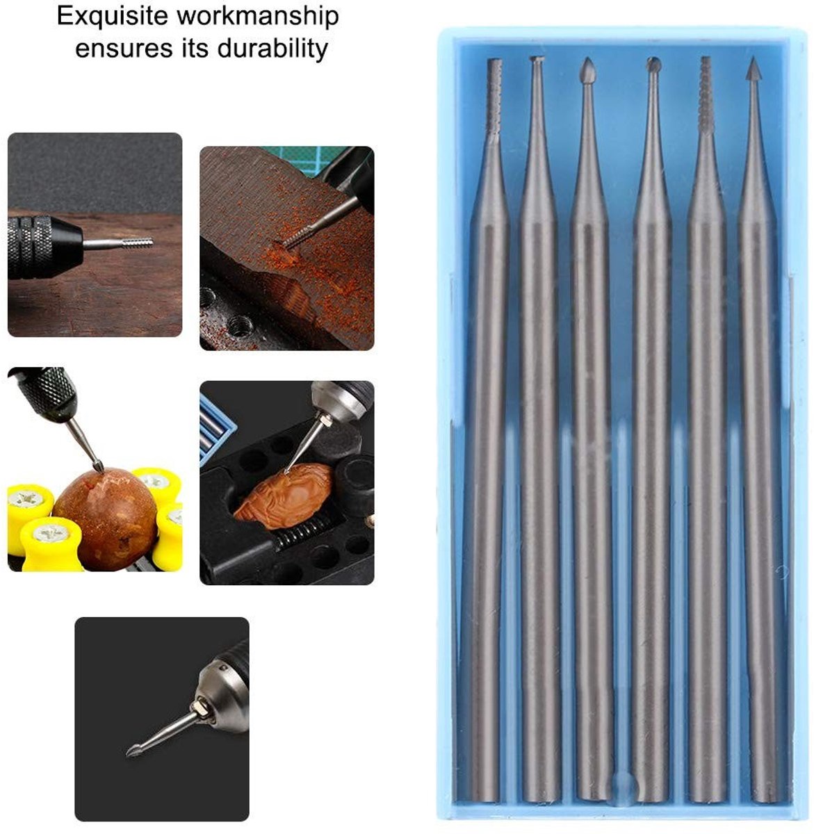Dailygoods- Rotary Burr Set - Miniatuur Boor - Sieradengereedschap - Slijtvast - Lichtgewicht - Hoogwaardig Materiaal - 6 Stuks - Graveerbouten