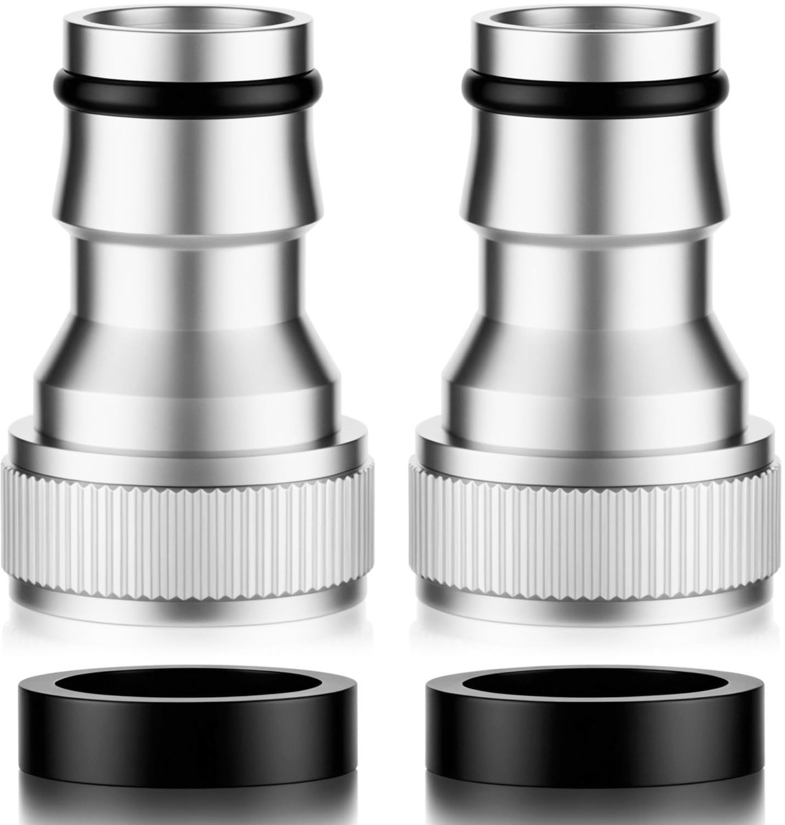 Dailygoods - Faucet Adapter - 2 Stuks - Geschikt voor Wasmachine - Rvs - 15/16-27 en 55/64-27 Draad - Voor Gebruik met Afwasmachine en Wasmachine - Du...