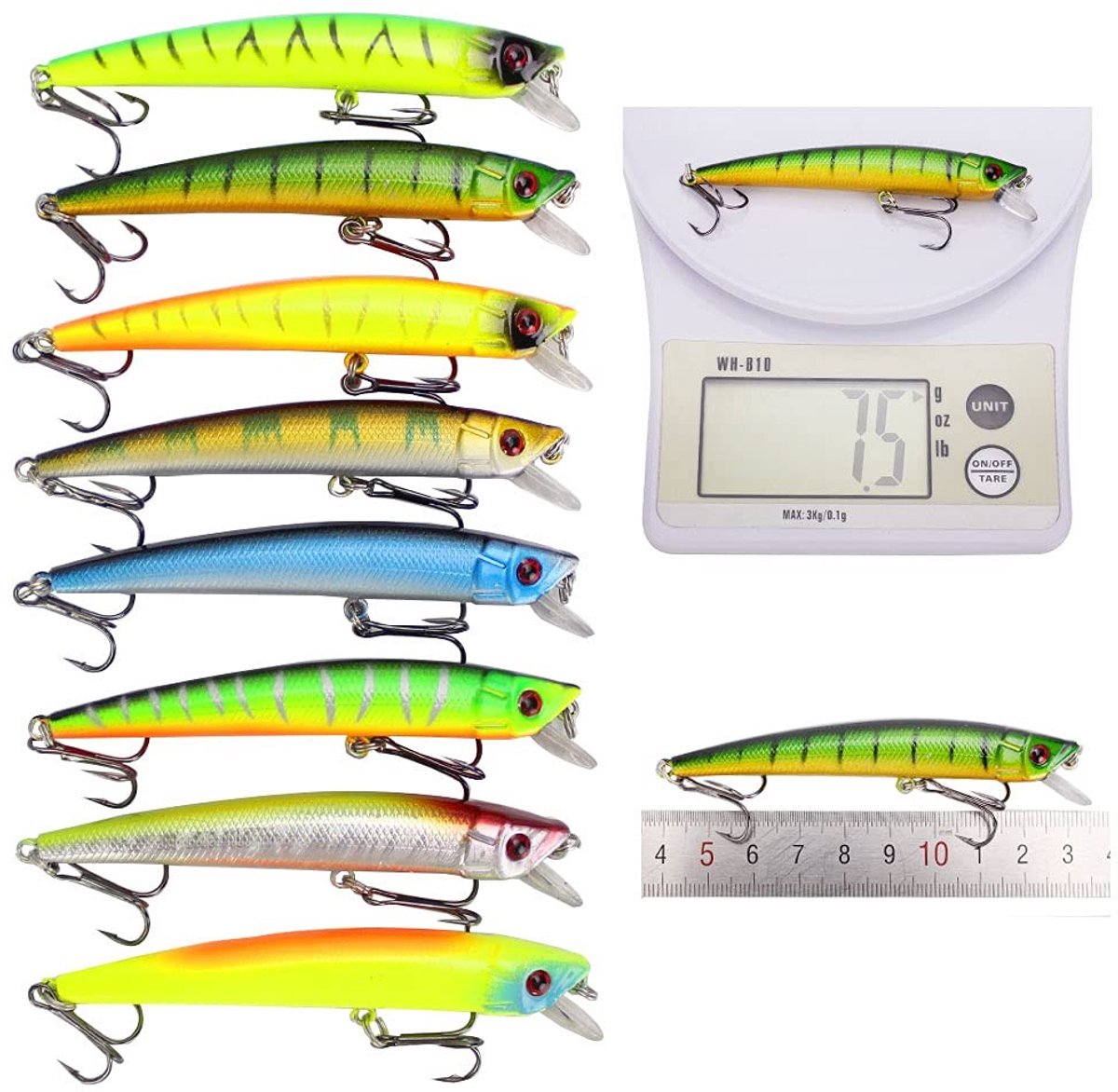 Dailygoods- Duikvissen Lokaas Set 43-delig - Kunstaas Snoek/Zoet- en Zeebaarsforel - 3D Ogen - Levensechte Zwemacties - Stalen Kogels