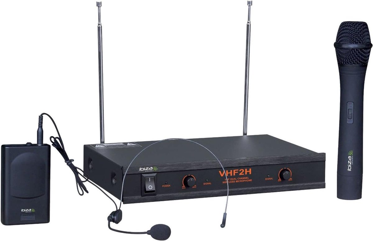 Draadloos Microfoonsysteem - Zangmicrofoon Set - Karaoke Optredens - Twee Zenders - 2 Kanalen - Zwart