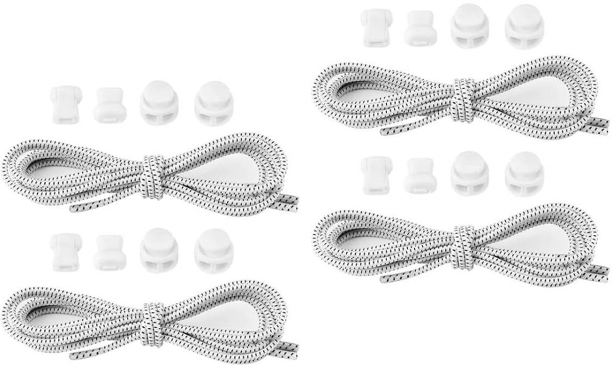 Dailygoods - Elastische Veters - Snelsluiting - 100 cm - Wit - Sportveters - Geschikt voor sport en dagelijks gebruik - Voor jeugd en senioren