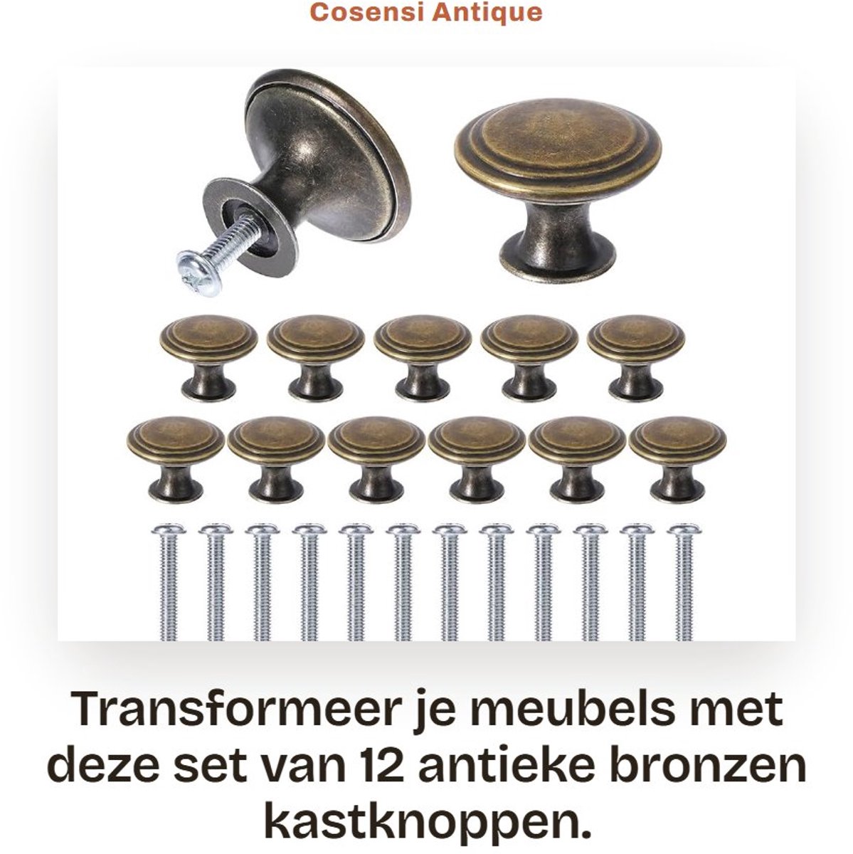 Dailygoods- Kastknoppen Antiek - Vintage Meubelknoppen - Rond - 12 Stuks - Zinklegering -