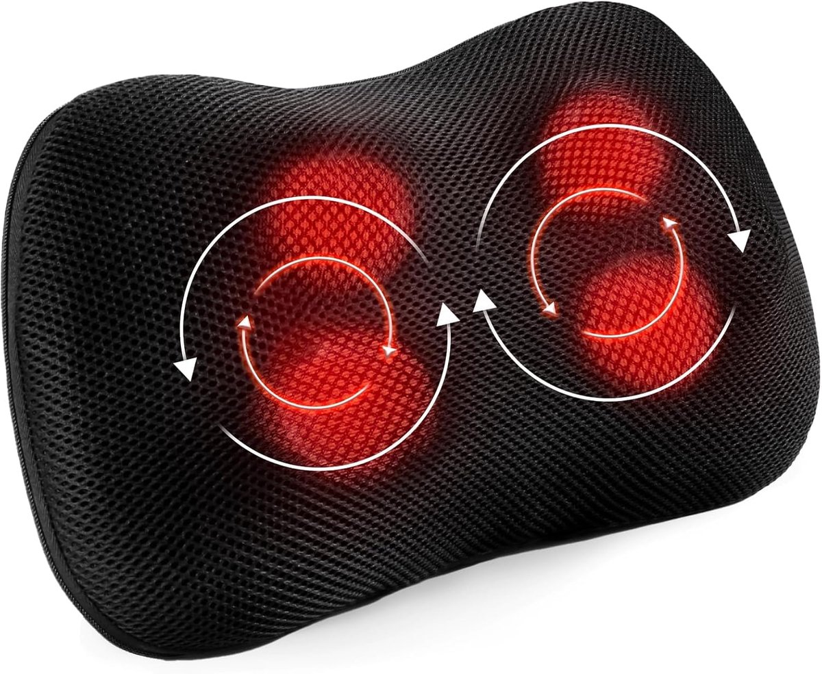 Nekmassage Apparaat - Elektrische Massager - Zwart - Verwarmingsfunctie - 3D Rotating Tissue Kneading - Voor Thuis en Kantoor