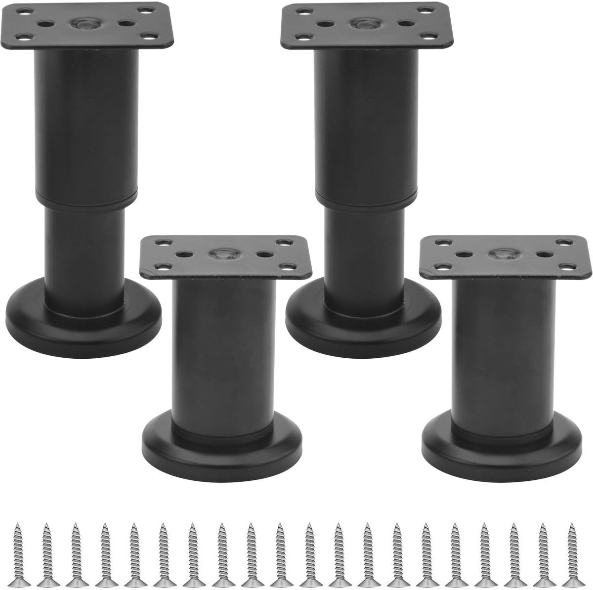 Dailygoods- Meubelpoten Verstelbaar - Meubelpoten Set van 4 - Kastpoten - Metalen Poten - Zwarte Poten - Hoogte Verstelbaar 75/35 mm - Meubelbenen