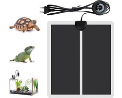 Verwarmingsmat Terrarium - Warmtemat Reptielen - Zaailingen Kweken - 7 Temperatuurinstellingen - 15 x 28 cm - Zwart