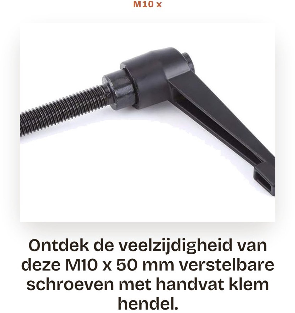 Dailygoods- Schroef M10 x 50 mm - Verstelbare Hendel - Klemhendel - Ergonomisch - Legering - Poedercoating Zwart