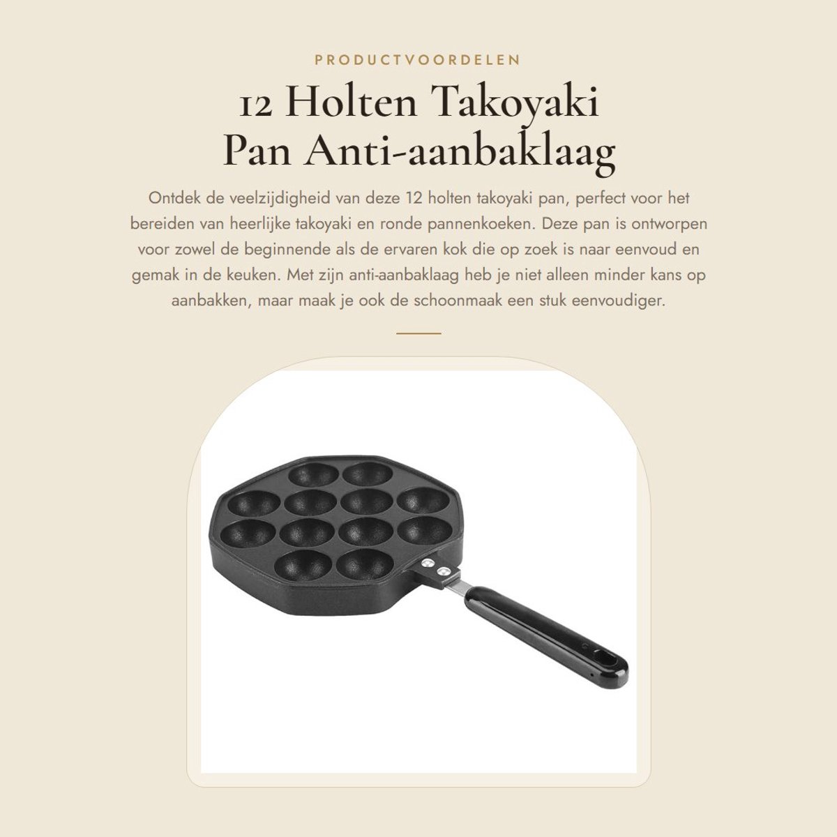 Dailygoods- Takoyaki Pan 12 Holten - Aluminium - Antiaanbaklaag - Warmtebestendige Handgreep - Eenvoudige Reiniging - Ruimtebesparende Opslag - Pannenkoekenpan