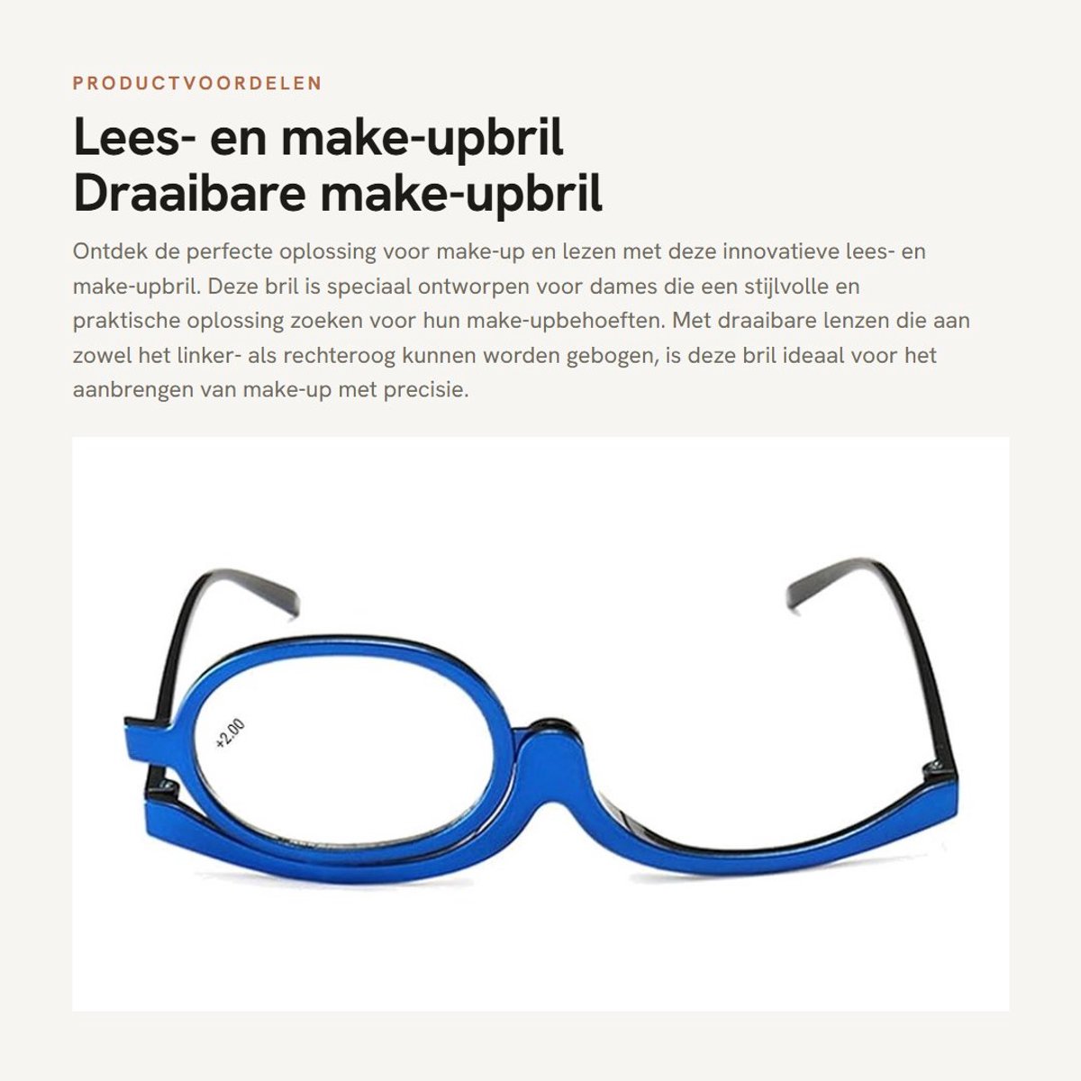 Dailygoods- Make-upbril Draaibaar Glas - Vergrootglas - Opvouwbare Bril - Ergonomisch Design - Praktisch voor Reis - Lichtgewicht en Comfortabel - Make-up Spiegel