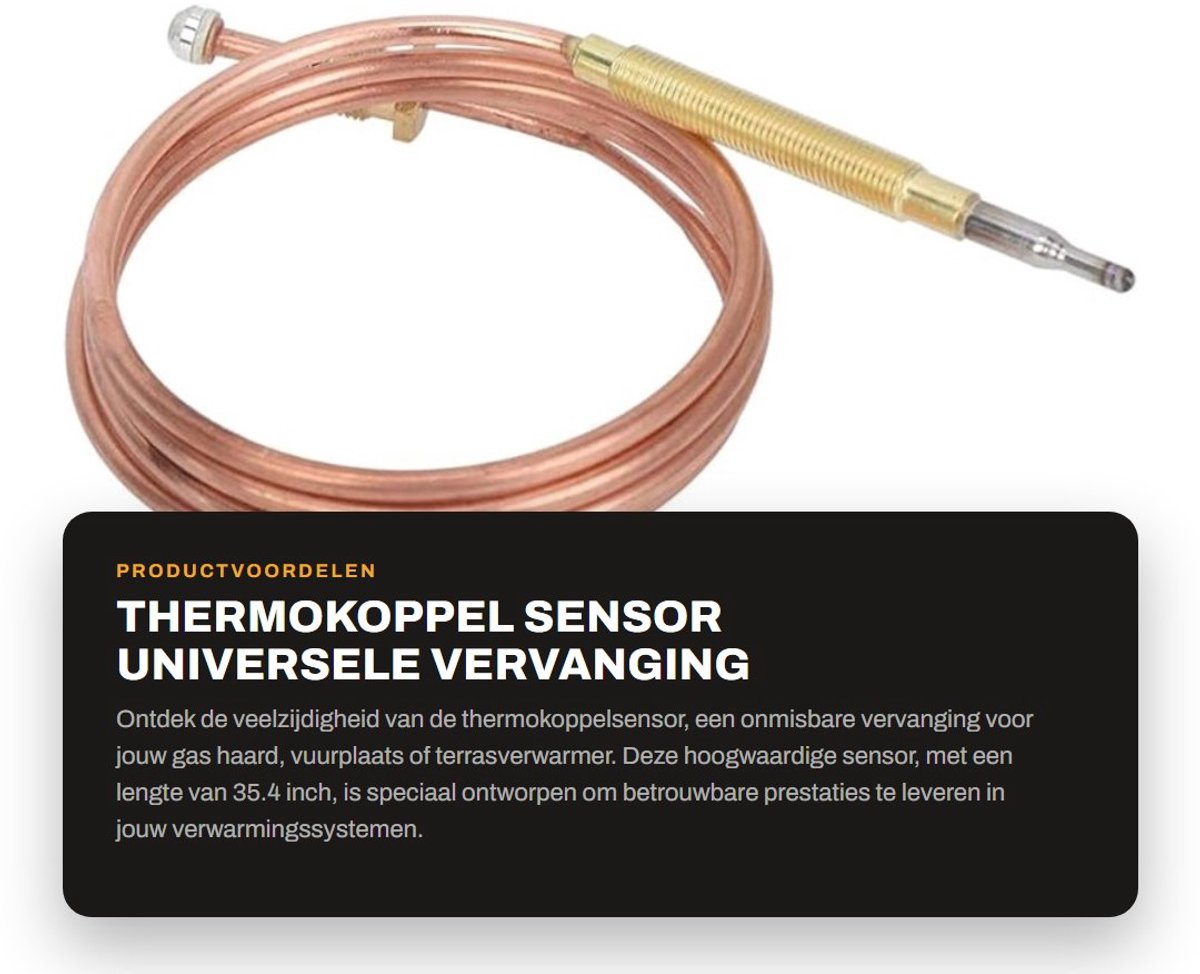 Dailygoods- Thermokoppel Universele Vervanging - Temperatuursensor - 900mm Lengte - M6X0.75 Hoofdmaat - M8X1 Einde Verbinding - Snelle Reactiesnelheid