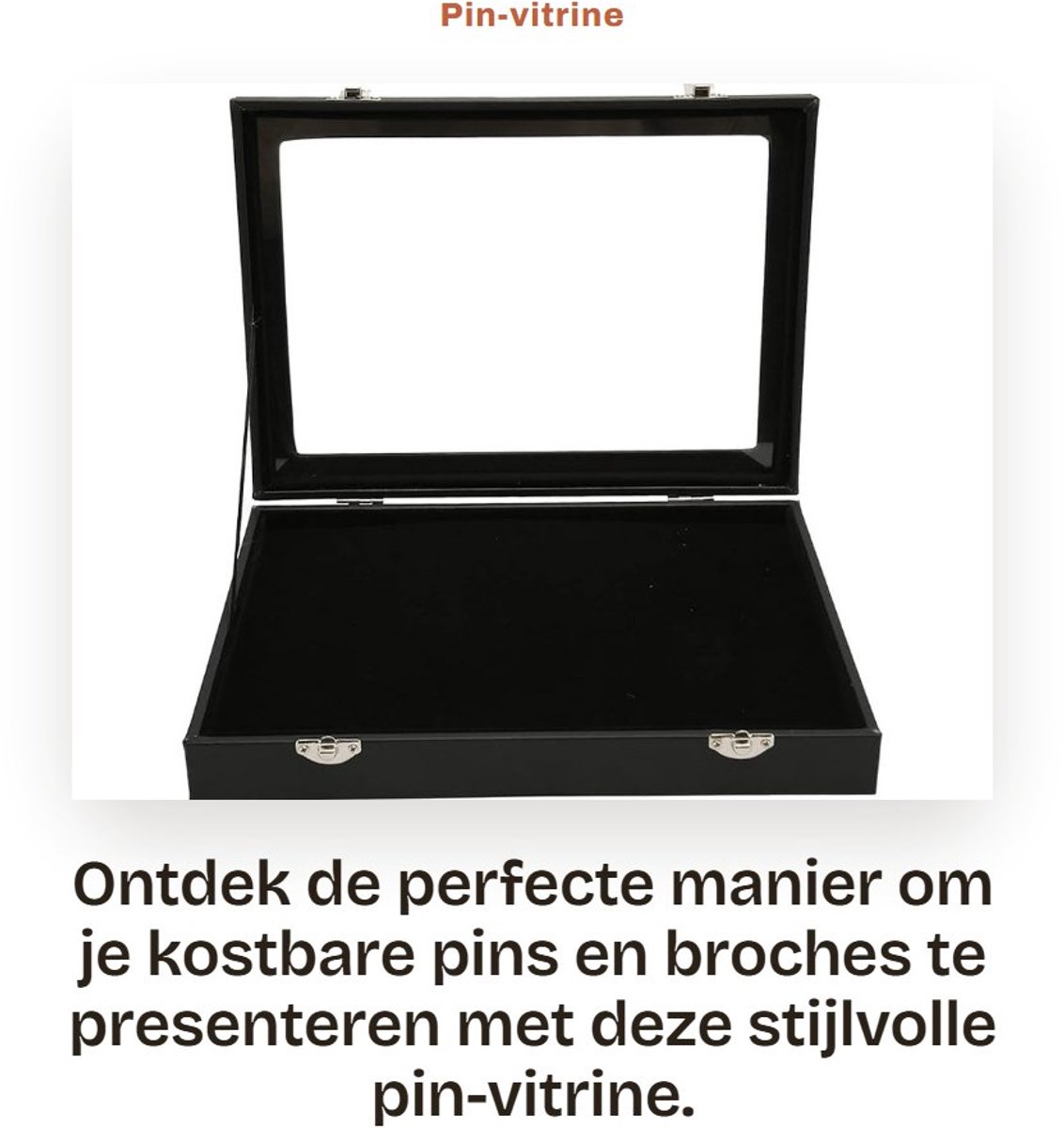 Dailygoods- Pin-vitrine met glazen deksel - Badge-opbergdoos - Stofdicht - Sieradendoos - Medailles/broches - Beschermende sponsvoering