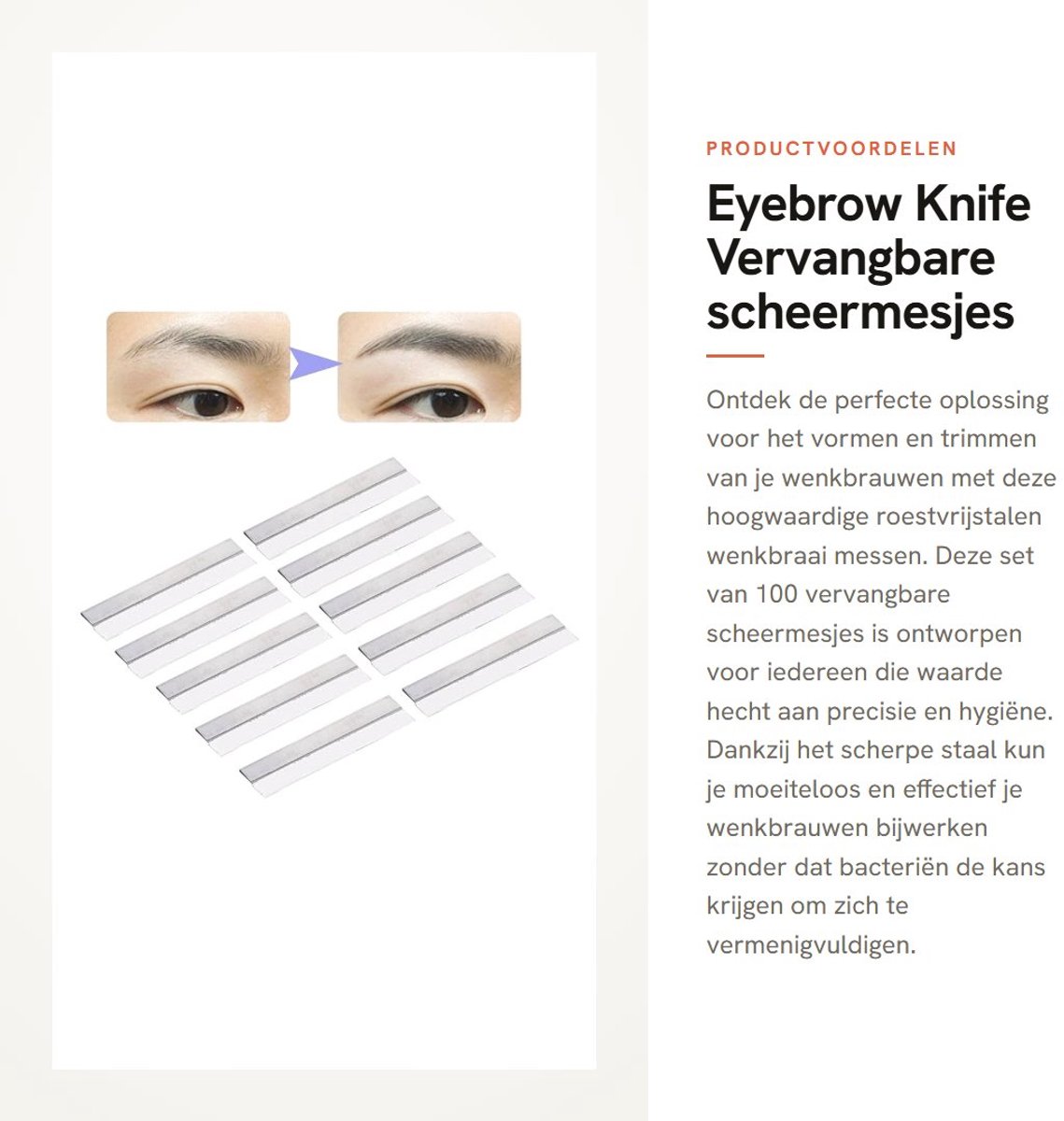 Dailygoods- Wenkbrauwmes Roestvrij Staal - 100 Vervangbare Messen - Wenkbrauw Scheermes - Hygiënisch Trimmen - Veilig in Gebruik - Professionele Styling - Wenkbrauwscheermes