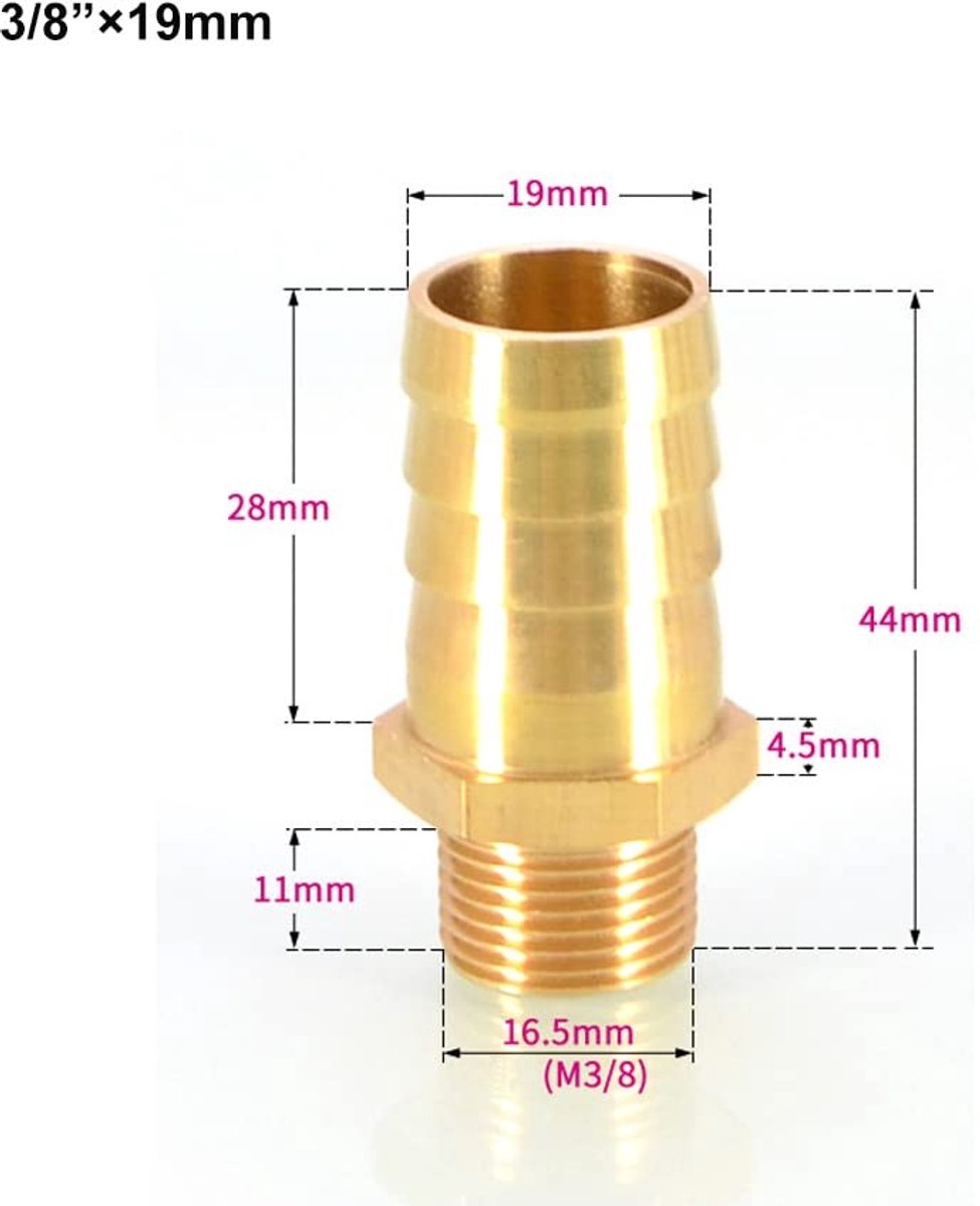 Dailygoods- Slangconnector BSP Draad - Messing Aansluiting - 6mm/8mm/10mm/12mm/16mm/19mm/25mm - Voor Lucht/Water/Gas - Hoge Kwaliteit - Snelle Verbinding - Slangfitting