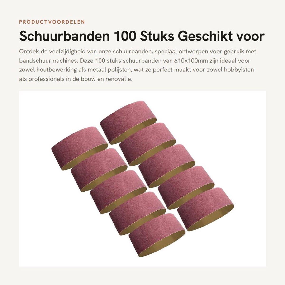 Dailygoods- Schuurbanden 100 x 610 mm - Set van 10 Stuks - Korrel 60 - Aluminiumoxide - Geschikt voor Hout en Metaal - Effectief Schuren - Schuurriemen