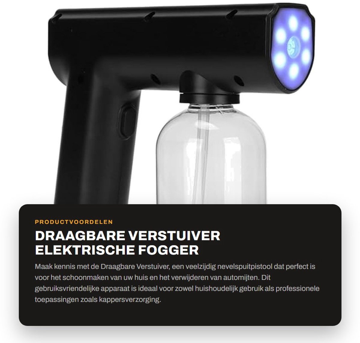 Dailygoods - Draagbare Verstuiver - Elektrische Fogger - Multifunctioneel - Zwart - Huishouden - Automijt Verwijdering - Kappersverzorging