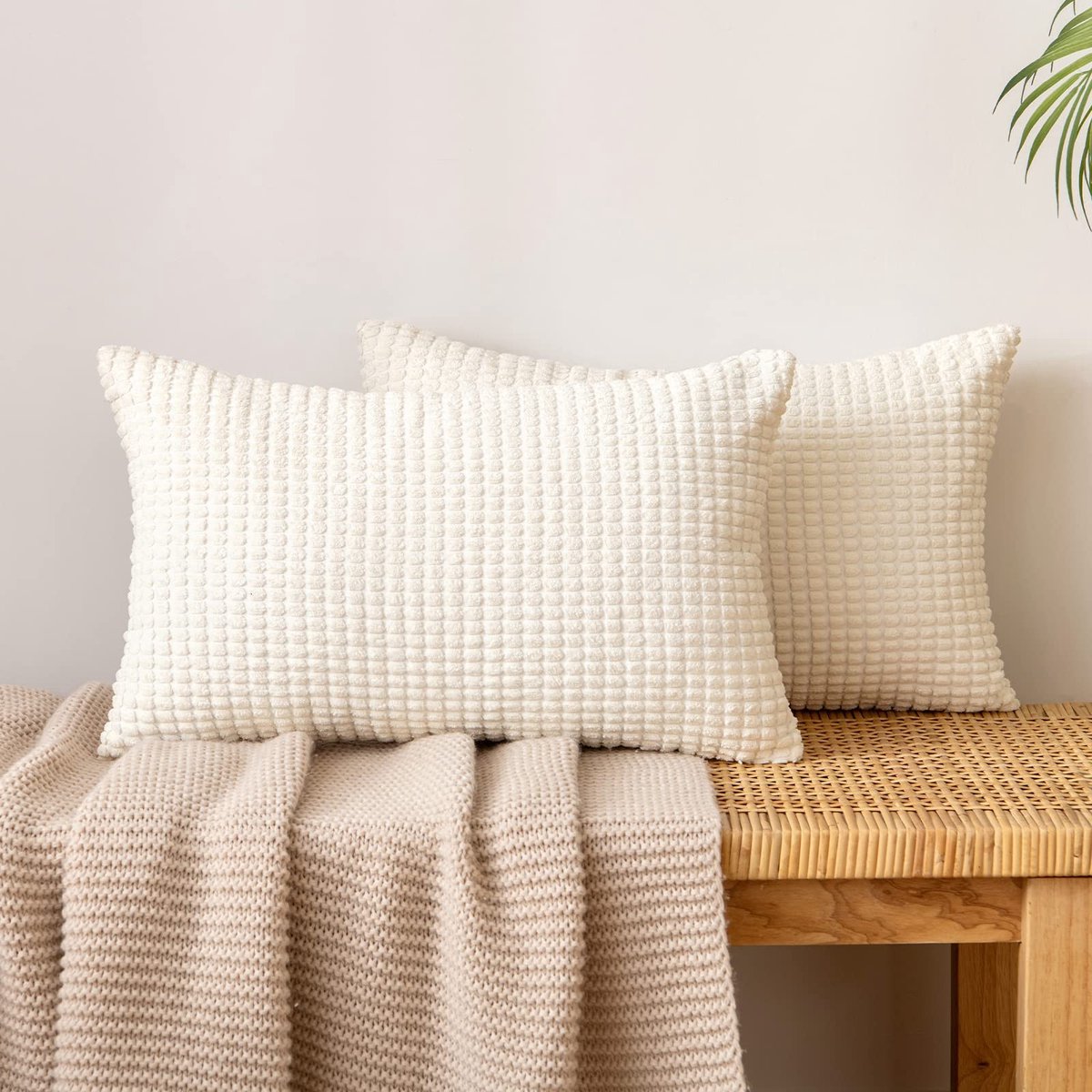 Dailygoods- Kussensloop Set van 2 - Ribfluwelen Kussenhoes 30x50 cm - Zacht Polyester - Decoratief - Onzichtbare Rits - Huidvriendelijk