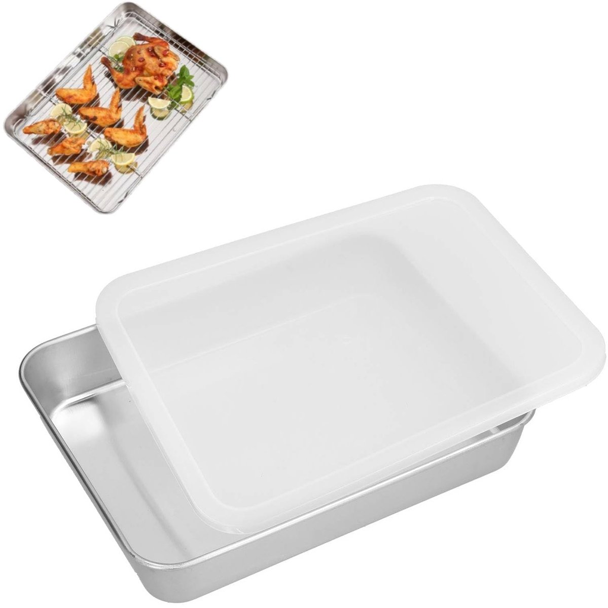 Dailygoods- Bakvorm Roestvrij Staal - Taartvorm Rechthoekig - Antiaanbaklaag - Brownievorm - Taartvormen Met Deksel - Grote Capaciteit