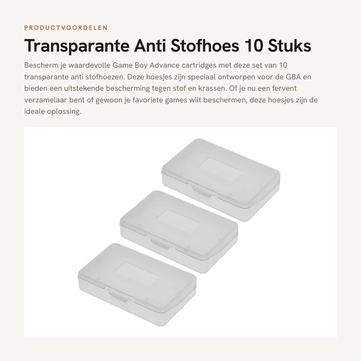 Dailygoods- Stofhoes Transparant - 10 Stuks - Anti-stof - Cartridge Case - GBA - Hoogwaardig ABS - Lichtgewicht