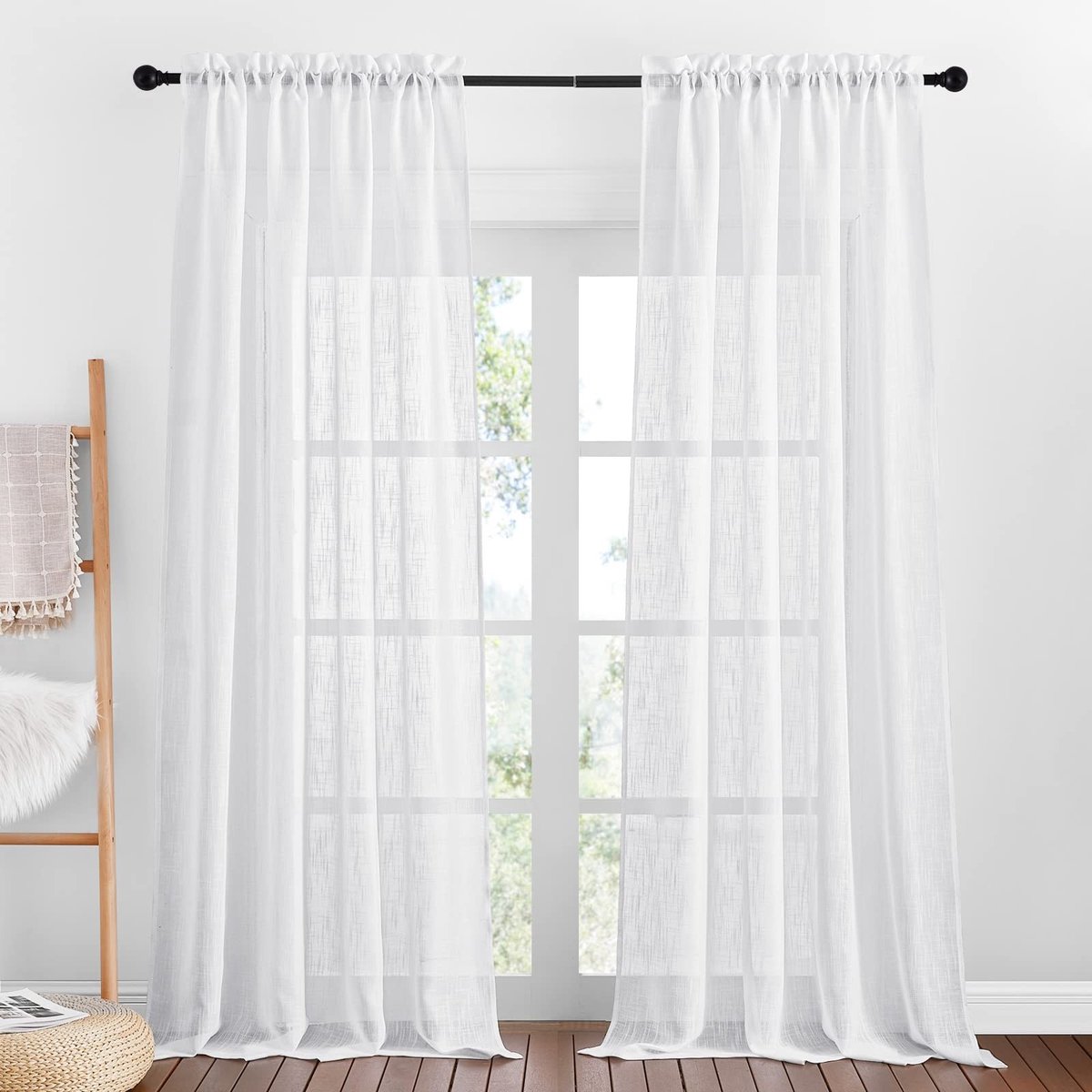 Dailygoods- Gordijnen Doorschijnend - 2 Panelen - B 132 x L 240 cm - Decoratief - Privacy Bescherming - Ademend Materiaal - Raamdecoratie