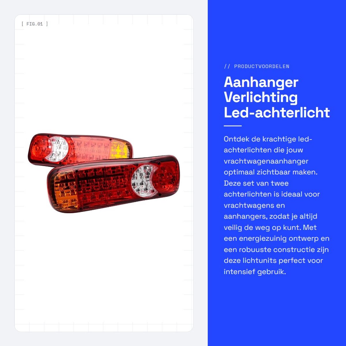 Dailygoods- LED-Achterlicht 2 Stuks - Aanhanger Verlichting - 12 V - 46 LEDs - Waterdicht - Schokbestendig - Eenvoudige Installatie - Aanhangerramp